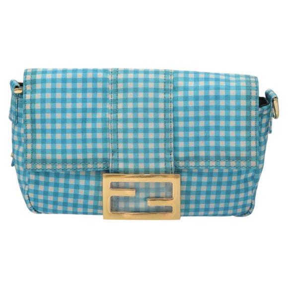 FENDI Waist bag Nylon Blue Gold Auth KD512