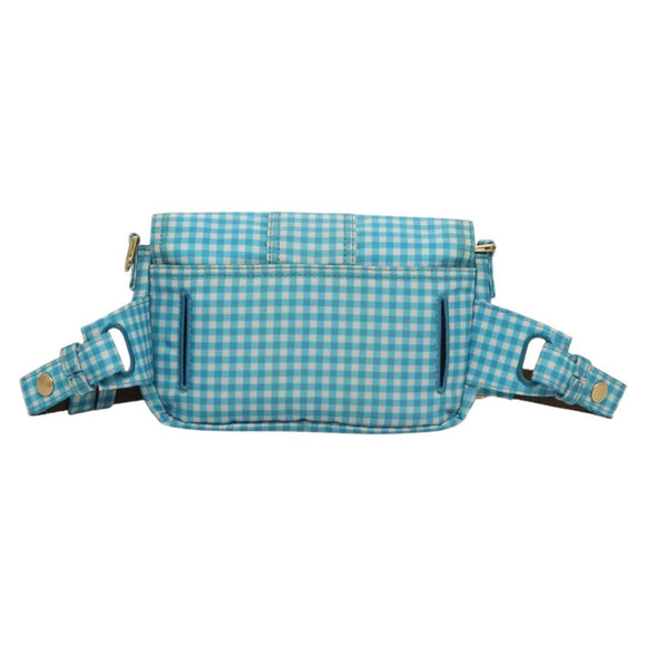 FENDI Waist bag Nylon Blue Gold Auth KD512