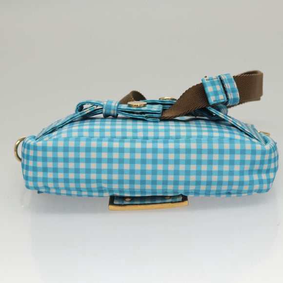 FENDI Waist bag Nylon Blue Gold Auth KD512