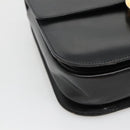 CELINE Circle Hand Bag Leather Black Gold Auth KD513-15