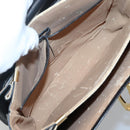 CELINE Circle Hand Bag Leather Black Gold Auth KD513-10