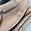 CELINE Circle Hand Bag Leather Black Gold Auth KD513-19