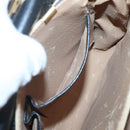 CELINE Circle Hand Bag Leather Black Gold Auth KD513-21