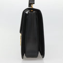 CELINE Circle Hand Bag Leather Black Gold Auth KD513-4