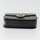 CELINE Circle Hand Bag Leather Black Gold Auth KD513-5