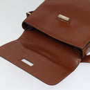 CELINE Shoulder Bag Leather Brown Auth KD516-10