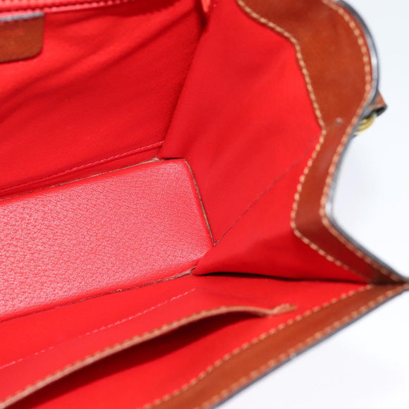 CELINE Shoulder Bag Leather Brown Auth KD516