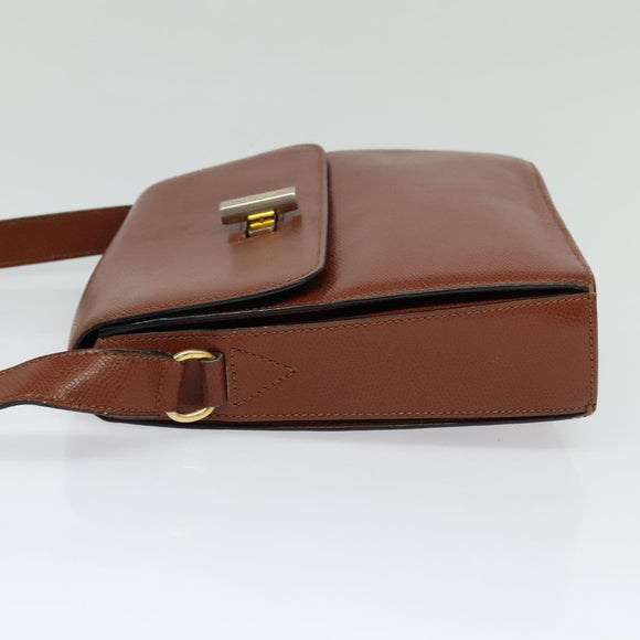 CELINE Shoulder Bag Leather Brown Auth KD516
