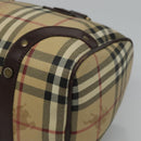 BURBERRY Nova Check Boston Bag PVC Beige Auth KD521-9
