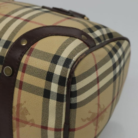 BURBERRY Nova Check Boston Bag PVC Beige Auth KD521