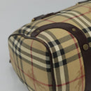 BURBERRY Nova Check Boston Bag PVC Beige Auth KD521-14