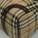 BURBERRY Nova Check Boston Bag PVC Beige Auth KD521-15