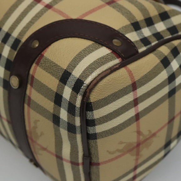 BURBERRY Nova Check Boston Bag PVC Beige Auth KD521
