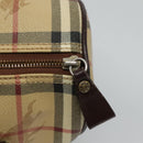 BURBERRY Nova Check Boston Bag PVC Beige Auth KD521-10