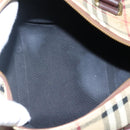 BURBERRY Nova Check Boston Bag PVC Beige Auth KD521-11