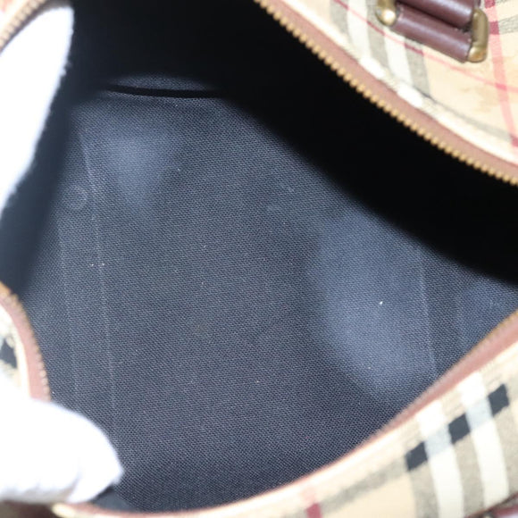 BURBERRY Nova Check Boston Bag PVC Beige Auth KD521