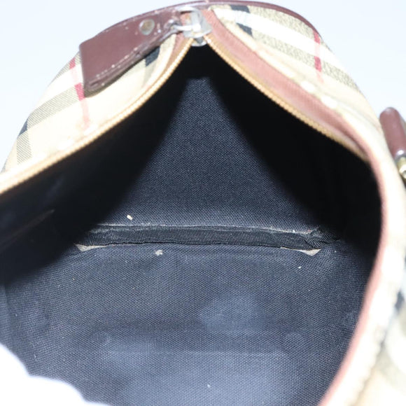 BURBERRY Nova Check Boston Bag PVC Beige Auth KD521