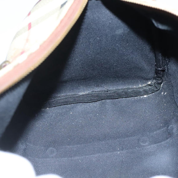 BURBERRY Nova Check Boston Bag PVC Beige Auth KD521