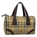 BURBERRY Nova Check Boston Bag PVC Beige Auth KD521-1
