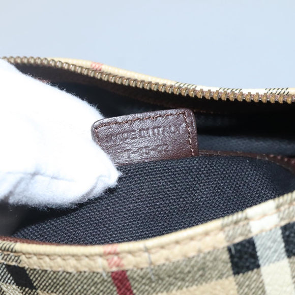 BURBERRY Nova Check Boston Bag PVC Beige Auth KD521