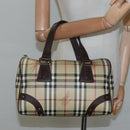BURBERRY Nova Check Boston Bag PVC Beige Auth KD521-21