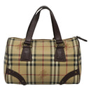 BURBERRY Nova Check Boston Bag PVC Beige Auth KD521-2