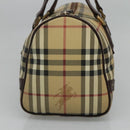 BURBERRY Nova Check Boston Bag PVC Beige Auth KD521-3