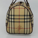 BURBERRY Nova Check Boston Bag PVC Beige Auth KD521-4