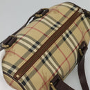 BURBERRY Nova Check Boston Bag PVC Beige Auth KD521-6