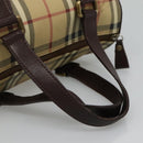 BURBERRY Nova Check Boston Bag PVC Beige Auth KD521-7