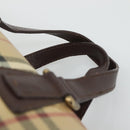 BURBERRY Nova Check Boston Bag PVC Beige Auth KD521-8