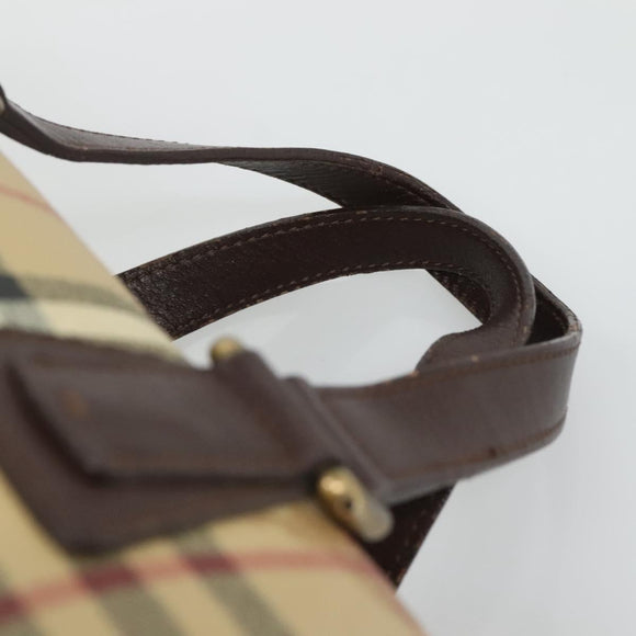 BURBERRY Nova Check Boston Bag PVC Beige Auth KD521