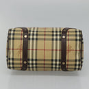 BURBERRY Nova Check Boston Bag PVC Beige Auth KD521-5