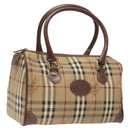 Burberrys Nova Check Boston Bag PVC Beige Auth KD522-1