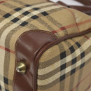 Burberrys Nova Check Boston Bag PVC Beige Auth KD522-9