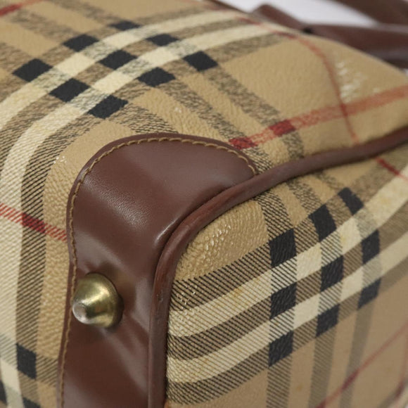 Burberrys Nova Check Boston Bag PVC Beige Auth KD522