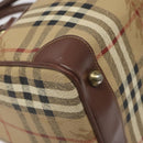 Burberrys Nova Check Boston Bag PVC Beige Auth KD522-14