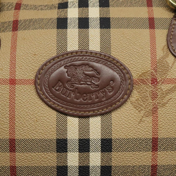 Burberrys Nova Check Boston Bag PVC Beige Auth KD522