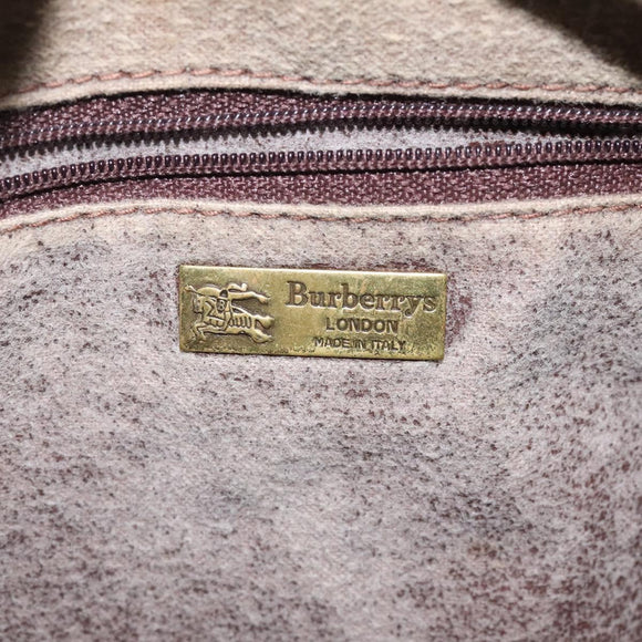 Burberrys Nova Check Boston Bag PVC Beige Auth KD522