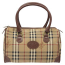 Burberrys Nova Check Boston Bag PVC Beige Auth KD522-13