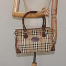Burberrys Nova Check Boston Bag PVC Beige Auth KD522-22