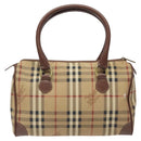 Burberrys Nova Check Boston Bag PVC Beige Auth KD522-2