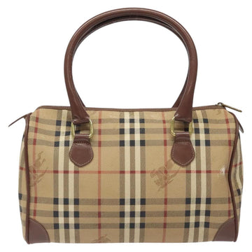 Burberrys Nova Check Boston Bag PVC Beige Auth KD522 - 0