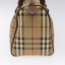 Burberrys Nova Check Boston Bag PVC Beige Auth KD522-4