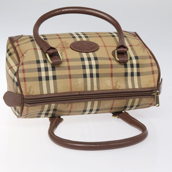 Burberrys Nova Check Boston Bag PVC Beige Auth KD522