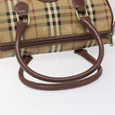 Burberrys Nova Check Boston Bag PVC Beige Auth KD522-7