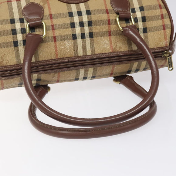 Burberrys Nova Check Boston Bag PVC Beige Auth KD522