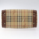 Burberrys Nova Check Boston Bag PVC Beige Auth KD522-5