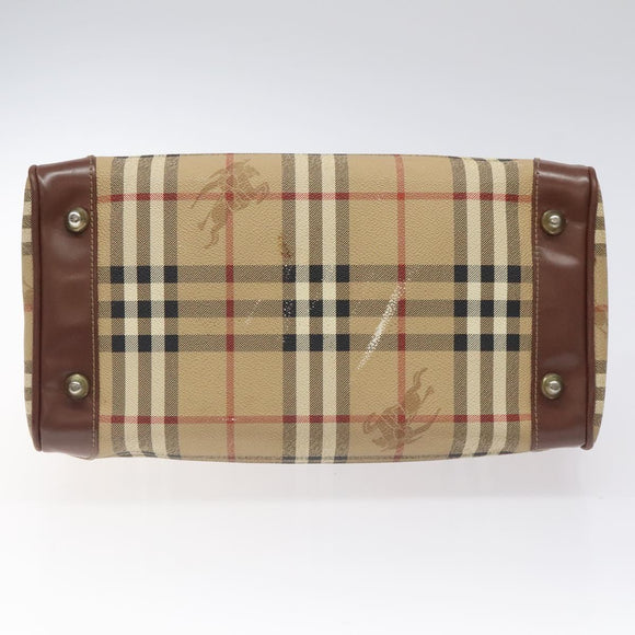 Burberrys Nova Check Boston Bag PVC Beige Auth KD522