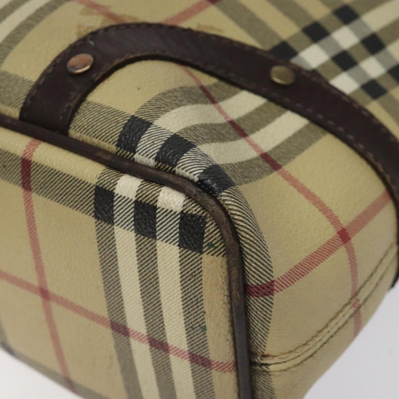 BURBERRY Nova Check Hand Bag PVC Beige Auth KD523